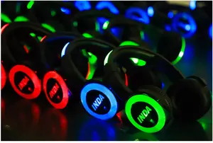 Auriculares de sonido HIFI de 3 canales para Disco silencioso, cascos de fiesta silenciosos con Metal duradero y Diadema con luz LED