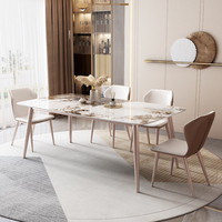 Ensemble de table et chaises de salle à manger rectangulaire en marbre moderne de luxe, 4 à 6 places, meubles classiques pour restaurant et salon, vente en gros