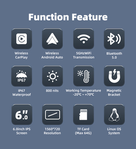 Ekiy 6 inch <span class=keywords><strong>New</strong></span> xe máy Navigation Carplay không dây <span class=keywords><strong>Android</strong></span> Auto Motor Monitor DVR Màn hình hiển thị màn hình Carplay hiển thị không dây - Product Image 2