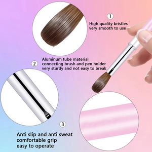 100% Kolinsky Hair Acrylic <b>Nail</b> Brush Pink Metal Handle Acrylic Powder Brush for Professional <b>Nail</b> <b>Extension</b> - Product Image 6