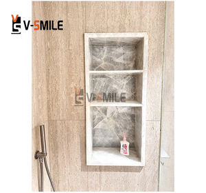 Niche de douche en marbre gris naturel personnalisé Étagères de salle de bain Niche de douche en pierre Design - Product Image 1