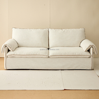 111199 Quanu Modernes Minimalistisches Cremeweißes Chenille-Sofa 2-Sitzer Weiches Wasserabweisendes Stoffsofa-Set Wohnmöbel