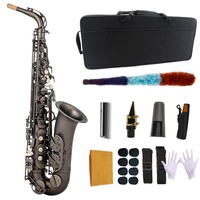 Matte Black Nickel Frosted Finish Alto Saxophone Professional EB Tone Brass Body Woodwind Instrument with Engraved Pattern