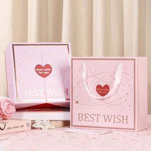 Caja de Regalo Cuadrada de Cartón Gris con Doble Puerta y Estampado Dorado de Alta Calidad, Diseño Galaxy Love, para el Día de San Valentín o Tanabata - Product Image 4