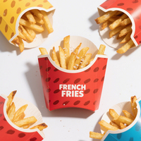 Boîte à frites en papier jetable personnalisée, écologique, pour la vente à emporter, emballage pour frites et coupes de chips, fournitures d'emballage pour la restauration rapide