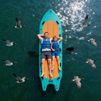Planche de paddle gonflable tout-terrain premium de 15' avec PVC de qualité militaire Drop Stitch, kit complet ISUP à 3 ailerons pour 2 personnes