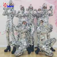 Combinaison de costume de miroir féminin métallique accrocheur pour la personnalité de la mode Party Parade Stage Performance Show Event Wear