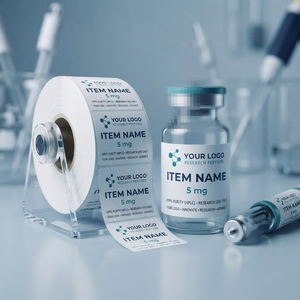 Étiquettes personnalisées brillantes/mates pour flacons de peptides, résistantes aux produits chimiques, pour expériences de laboratoire – Prix usine - Product Image 1