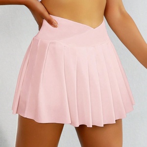 ชุดกีฬาผู้หญิงแบบยืดหยุ่นสูง กระโปรงเทนนิสทรงเอววีจีบระบายพร้อมกางเกงในตัว ผลิตโดยผู้ผลิตชุดเทนนิส - Product Image 6