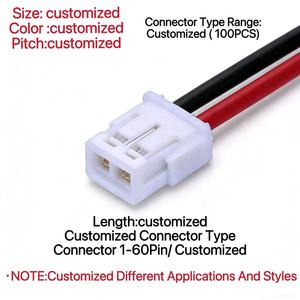 Elektronik Kullanımı İçin Kırmızı ve Siyah Önceden Kıvrımlı Konnektörlü Özel Yapım 2-Pin XH Terminal Kablo Demeti - Product Image 1