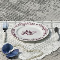 Assiette à dessert en céramique vintage de style pastoral français, rétro, pour servir des fruits, des gâteaux, des pâtes, passe au micro-ondes, passe au lave-vaisselle