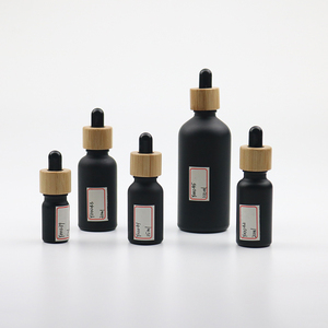 Tùy Chỉnh 5Ml 10Ml 15Ml <span class=keywords><strong>30Ml</strong></span> 50Ml 100Ml Trang Trí Matte Màu Đen Frosted Thủy Tinh Huyết Thanh Tinh Dầu Chai Nhỏ Giọt Với Nắp Tre - Product Image 2