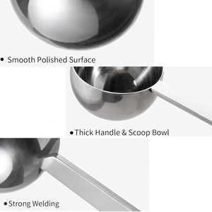 Cuillère à café en acier inoxydable 18/10 poli miroir de qualité alimentaire avec long manche, cuillère doseuse pour grains de café et café moulu - Product Image 2