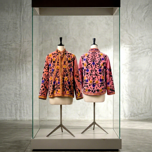 Blouson Bomber Élégant en Velours Brodé pour Femme, Col Montant, Motifs Floraux Faits Main, Style Ethnique Bohème, Séchage Rapide, Manches Longues, Coupe Standard - Product Image 1