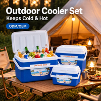 Glacière isotherme écologique 5L+13L+26L, portable pour voiture, camping et extérieur, avec poignée télescopique en PP, pour aliments, vin et canettes