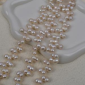 สร้อยคอมุกน้ำจืดทรงบาร็อคสีขาวชมพูธรรมชาติ ลูกปัดแปดตัว สำหรับงาน DIY ทำมือ ยังไม่เสร็จสมบูรณ์ 37 รู - Product Image 2