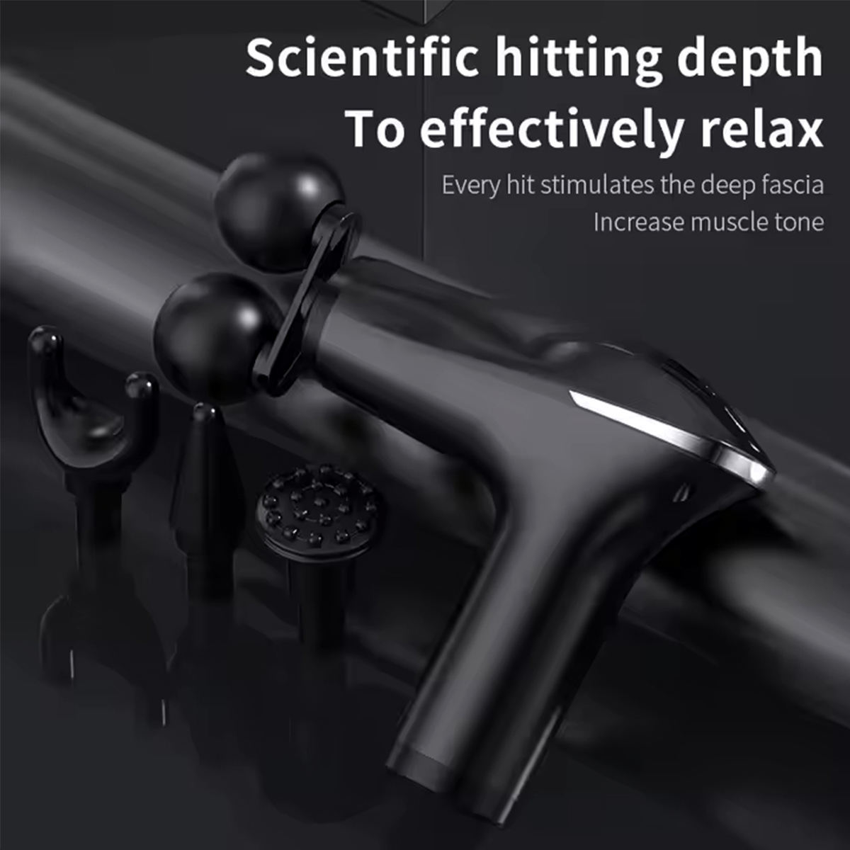 ORANGLES 2025 High Frequency Professional Double Heads Massage Gun LCD Touch Electric Fascial Gun Fitness Slimming Shaping Relax Wellness - detailed closeup view - illustrating benefits - Image 3 of 6 | created for all | Shop 2025 High Frequency Professional Double Heads Massage Gun LCD Touch Electric Fascial Gun Fitness Slimming Shaping Relax Wellness North Carolina | Free Shipping ORANGLES