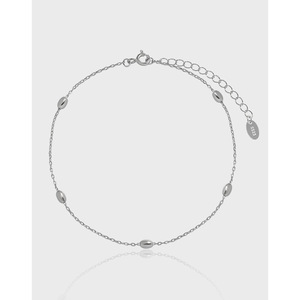 Cavigliera ovale <span class=keywords><strong>In</strong></span> argento Sterling S925 con perline ovale cavigliera <span class=keywords><strong>In</strong></span> argento con perline lucidante <span class=keywords><strong>In</strong></span> argento Sterling massiccio gioielli di moda estivi - Product Image 6