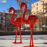Sculpture de flamant rose en acier inoxydable poli miroir, statue d'oiseau en métal, décoration moderne pour jardin, bord de piscine, villa, hôtel, complexe hôtelier, pelouse, hall