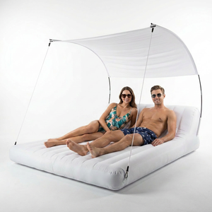 Tumbona Flotante Inflable Anfibia 2 en 1 con Toldo para Sol, para Uso en Tierra y Agua, Ideal para Familias, Lagos, Yates, Playas y Vacaciones - Product Image 4