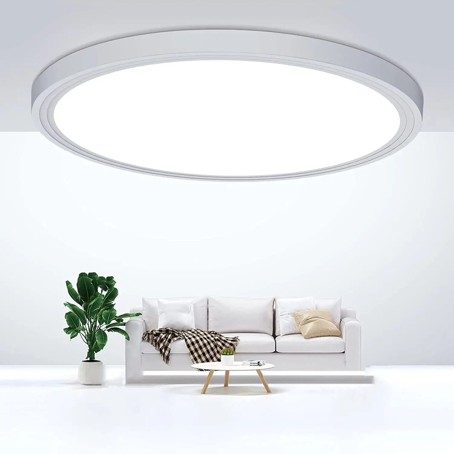 Flush Mount Ceiling Light Fixtures Flat led Light for Ceiling 6000K 2200LM Ultra Thin Round White Lamp for Bedroom Kitchen