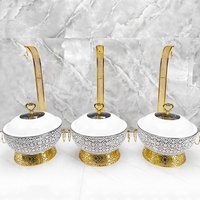 Plat de service rond en acier inoxydable blanc de 8 L avec réchaud à combustible, nouveau design, pour buffet d'hôtel et service traiteur