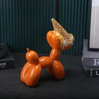 Sculpture de chien ballon en résine avec motif cornet de glace et gâteau, statue de taureau créative pour la décoration intérieure