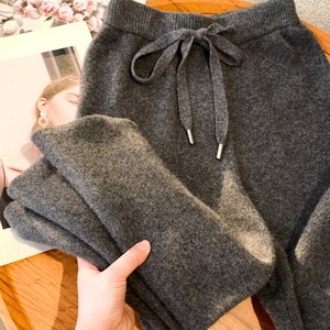 Pantaloni Eleganti Vintage Autunno Inverno 100% Lana Vergine Australiana a Vita Alta e Gamba Larga per Donna Casual Morbidi e Lunghi - Product Image 6