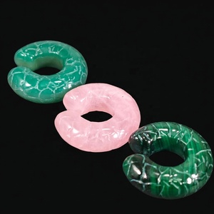 Nouveau design, argent 925, plaqué or 18 carats 2,5 microns, émail, jade, malachite, quartz rose, boucles d'oreilles pour femmes et hommes, bijoux fins - Product Image 5