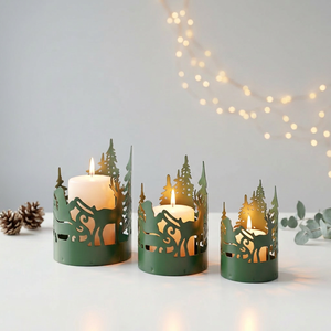 Últimos modelos en oferta: Portavelas votivas de metal con diseño navideño 2026 para decoración del hogar - Product Image 1