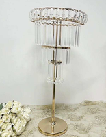 Support à fleurs de mariage moderne en fer plaqué or de haute qualité 30x50x120cm |   Centre de table de luxe pour la décoration d'événements