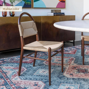 Set di Sedie da Pranzo in Teak Massiccio Personalizzabile, Seduta e Schienale in Corda Intrecciata a Mano, Impermeabile ed Ecologico per Esterni Commerciali - Product Image 1