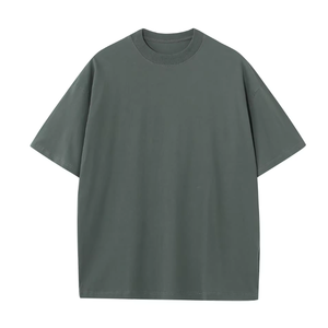 T-shirt décontracté à manches courtes en tricot uni surdimensionné pour homme, col rond - Product Image 2