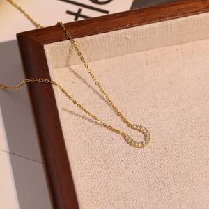 Collar Largo con Colgante de Herradura, Joyería de Acero Inoxidable, Resistente al Deslustre, Chapado en Oro Real de 18K, para Mujeres y Niñas - Product Image 4