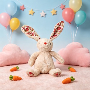 Plush Dog Toy Crinkly Rabbit Blue White Pig Powder Floral <b>Pattern</b> Sound Making Indoor Pet Chew Toys - Product Image 2