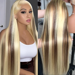 Piano Highlight # Peluca de Cabello Humano 4-27, Cierre de Encaje HD 13*4, Larga y Lisa, Pre-Desplumada, Aspecto Natural, 100% Remy Virgen - Product Image 2