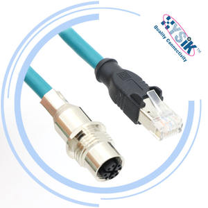Câble réseau Ethernet M12 à angle droit 8 broches X Code vert PUR PVC Cat5e Cat6 Cat7 blindé pour l'industrie et le travail de <span class=keywords><strong>bureau</strong></span> - Product Image 4