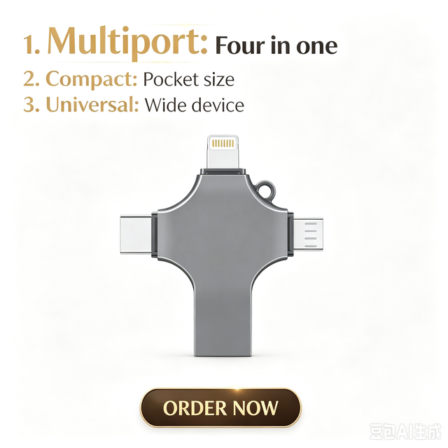 4 in 1 Metal USB Flash Drive with USB 3.1/3.0/2.0/OTG/Type-C Interfaces 2TB/1TB Capacities Fingerprint New Customizable