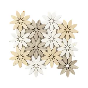 대리석 패턴 Backsplash 장식 카라 라 꽃 모양 디자인 부엌 벽 모자이크 타일