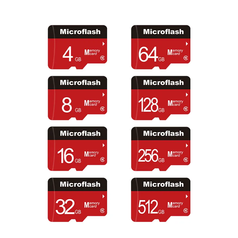 Carte mémoire SD haute vitesse Microflash 2GB 4GB 8GB 16GB 32GB 64GB 128GB 256GB 512GB carte TF C10 pour téléphone caméra PC de bureau