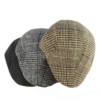 Casquette de style newsboy en laine mélangée à motif chevron classique pour homme
