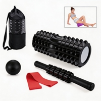 Barre de massage en mousse en forme de lune croissante pour yoga, ensemble de balles de massage fascia, barre creuse de 33 cm, en plastique, couleur et logo personnalisables, unisexe
