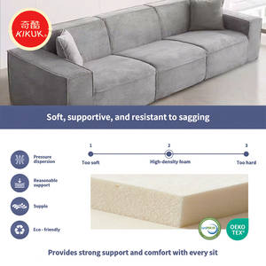 फ्लैनेल चेस्टरफील्ड मॉड्यूलर स्पंज सोफा आरामदायक संपीड़ित तीन सीट आधुनिक लिविंग रूम - Product Image 5