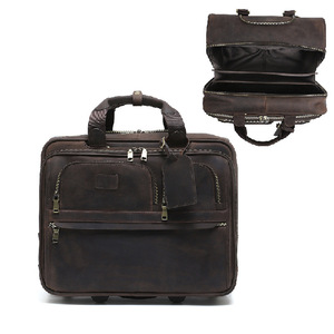 Dujiang Men's 16-Inch Business Carry-On <b>Suitcase</b> With Swivel Wheels Durable Leather Travel Bag For Business Travel - Product Image 5