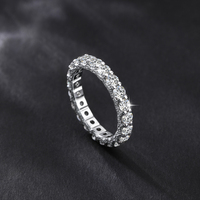 Bague de luxe en argent S925 avec moissanite 4 carats, ensemble de 3 bagues empilables pour femme, alliance ou bagues de fiançailles en moissanite