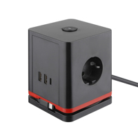 Multiprise de bureau Cube 16A avec 3 prises CA et ports de charge USB Prise de bureau Schuko pour une utilisation sur table