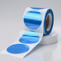 Étiquettes adhésives rondes découpées sur mesure, imperméables, dorées et bleues, sur rouleau, pour emballage cadeau, artisanat, branding, vente en gros B2B