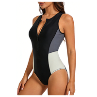 Wetsuit renang freediving tanpa lengan DIVESTAR dengan logo custom, terbuat dari neoprene 2mm, bernapas, super elastis, dan dilengkapi resleting depan untuk wanita.