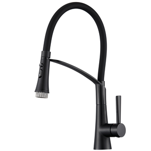 Robinet de cuisine monocommande en acier inoxydable 304 noir mat avec douchette extractible CUPC - Product Image 1