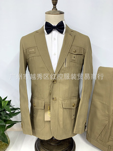 Popular Two-Piece Cotton Casual Solid Top and Pants Set Slim Fit Mens <strong>Suite</strong> - Product Image 6